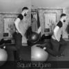 Squat bulgare sans charge swiss ball